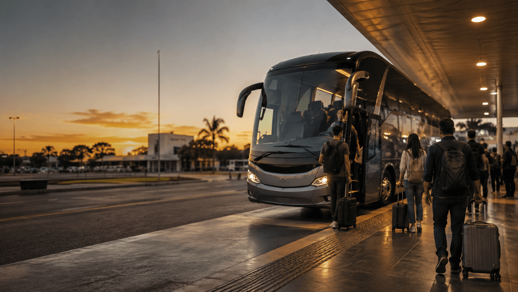 Passageiros viajando com conforto em um ônibus rodoviário